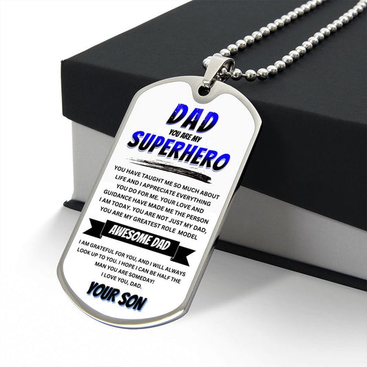 Dad, You Are My Superhero - Personalized Dog Tag Gift for Fathers