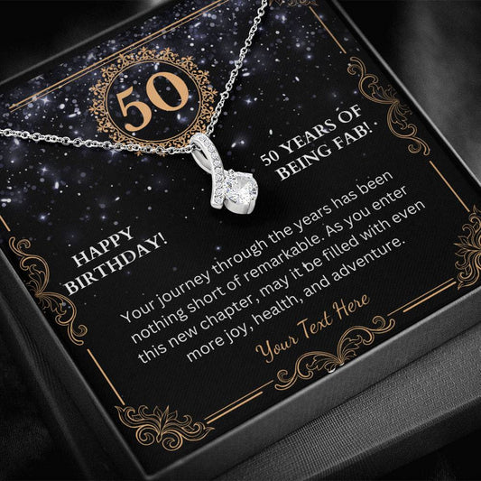 50 Years of Being Fab! Alluring Beauty Necklace With Personalised Message Card