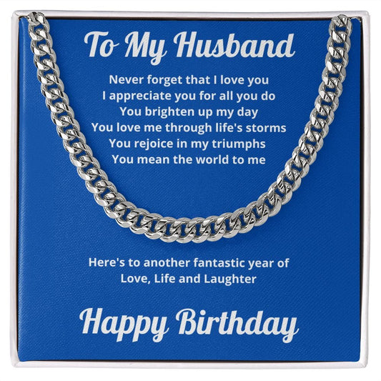 To My Husband - Happy Birthday, Cuban Link Chain