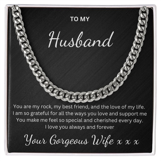 To My Husband, You Are My Rock - Cuban Link Chain