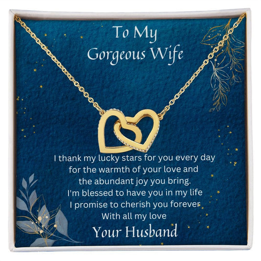 To My Gorgeous Wife - Interlocking Hearts Pendant Necklace