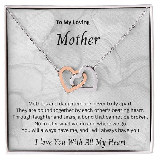 To My Loving Mother - Interlocking Hearts Necklace