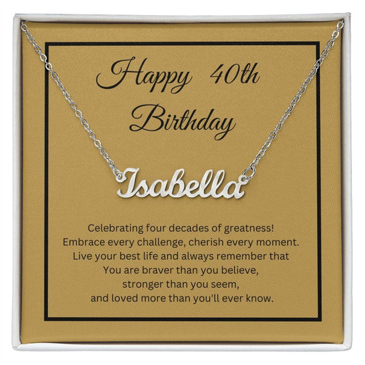 40th Birthday Personalized Name Necklace