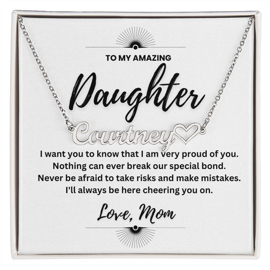 Daughter, Special Bond - Personalized Heart Name Necklace