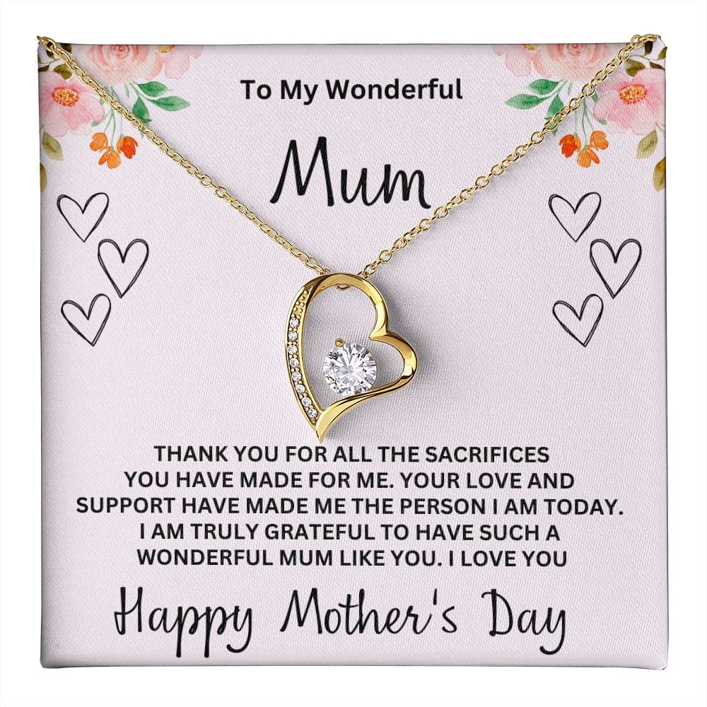 To My Wonderful Mum, Happy Mother's Day - Forever Love Necklace